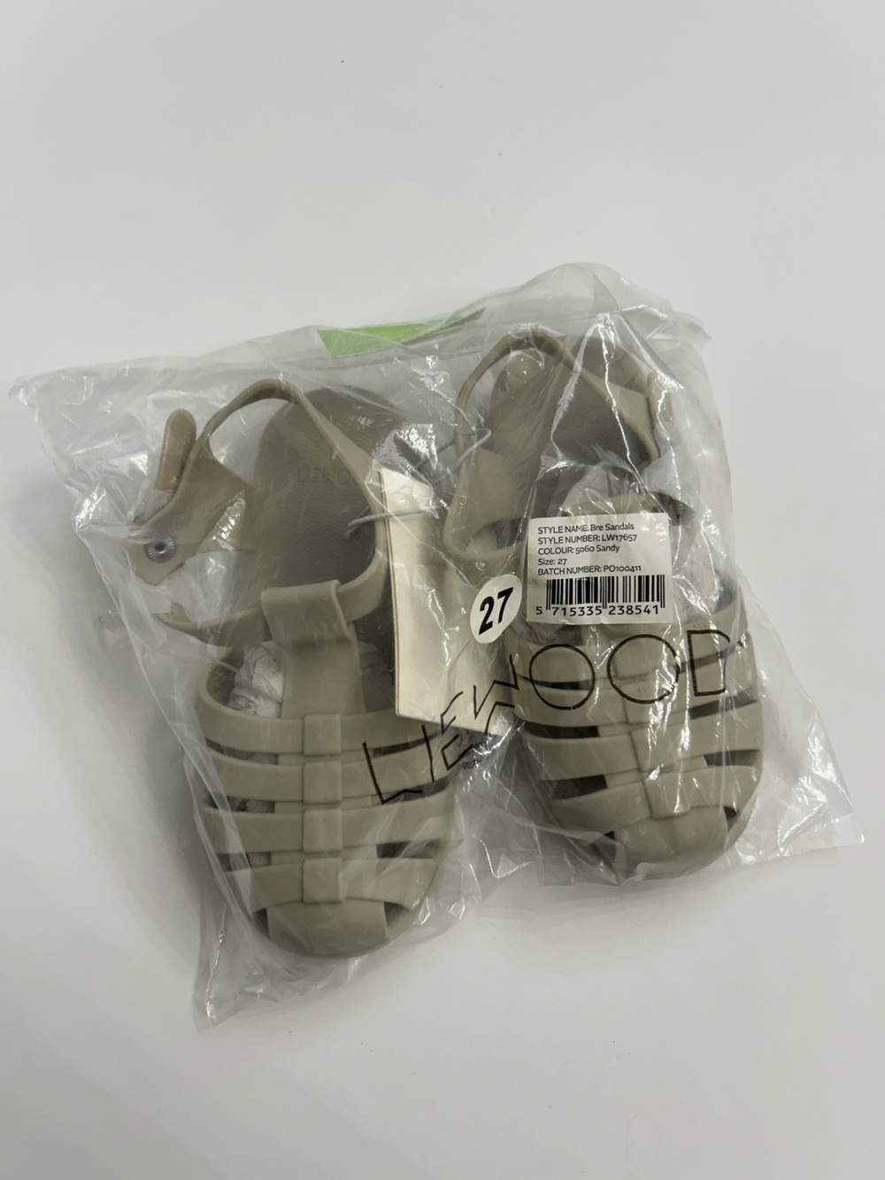 Liewood Bre Sandals Sandy Beige Kids EU 27 US 10 Waterproof Jelly Shoes NWT